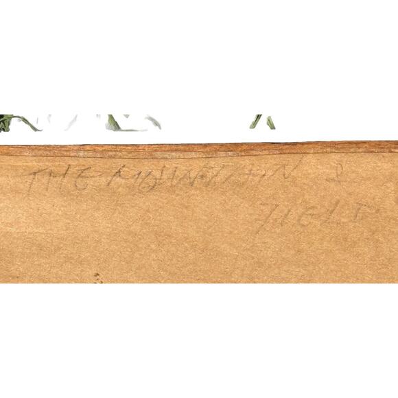 MCM Art Enamel On Copper Painted Tiles On Burlap Wood Tray Frame Signed KIM VTG - Picture 8 of 8